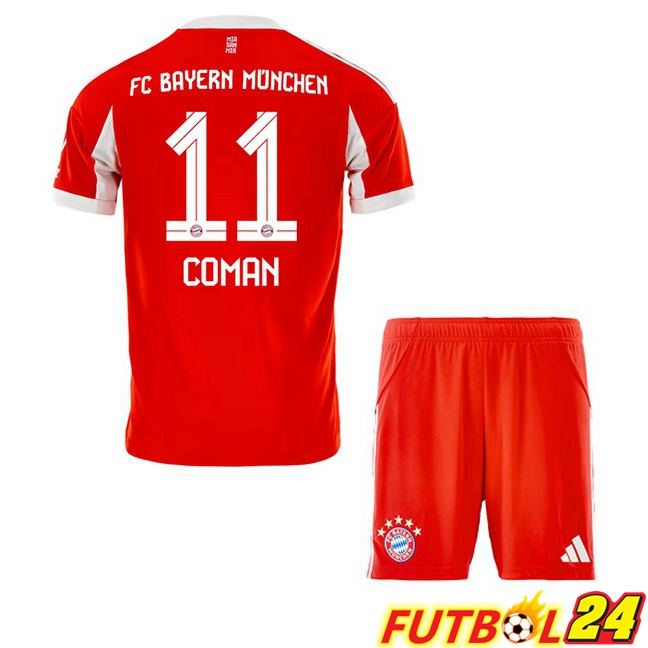 Camisetas De Futbol Bayern Munich (Coman 11) Ninos Primera Rojo 2025/2026