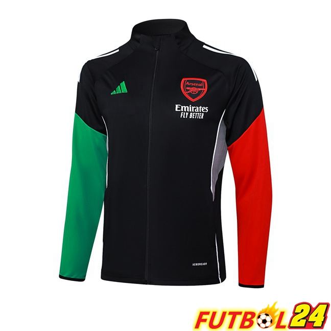 Chaquetas Futbol Arsenal Negro Rojo Verde 2025/2026