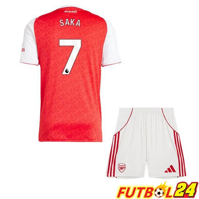 Camisetas De Futbol Arsenal (SAKA 7) Ninos Primera Rojo Blanco 2025/2026