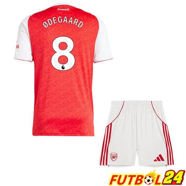 Camisetas De Futbol Arsenal (ØDEGAARD 8) Ninos Primera Rojo Blanco 2025/2026
