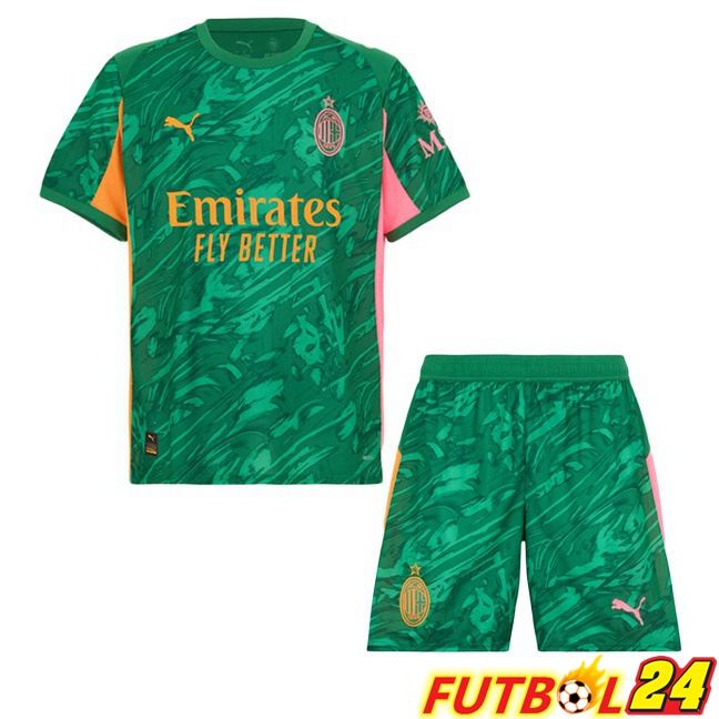Camisetas De Futbol AC Milan Ninos Portero Verde 2025/2026