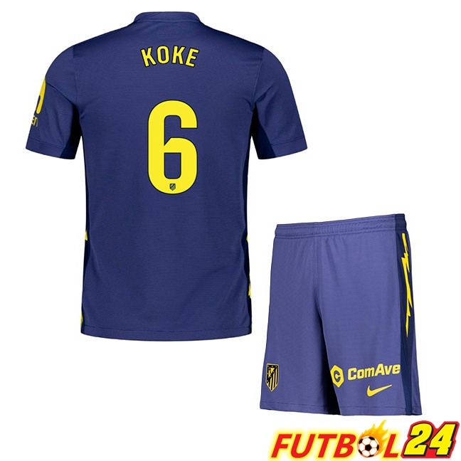 Camisetas De Futbol Atletico Madrid (KOKE 6) Ninos Segunda Azul Real 2025/2026