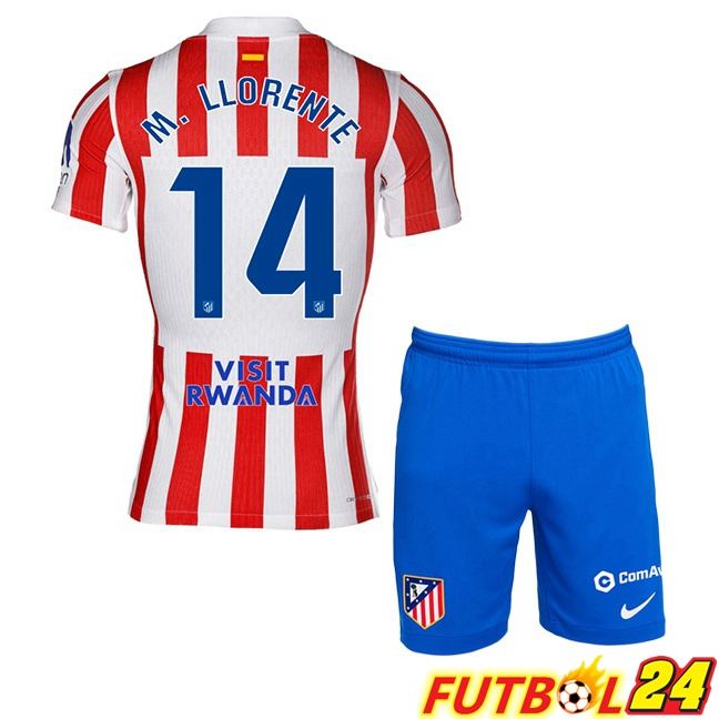 Camisetas De Futbol Atletico Madrid (M. LLORENTE 14) Ninos Primera Rojo 2025/2026