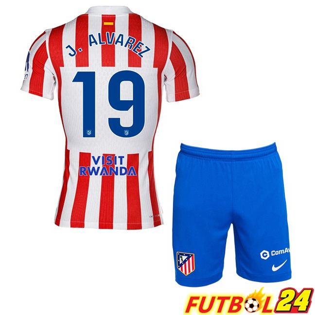Camisetas De Futbol Atletico Madrid (J. ALVAREZ 19) Ninos Primera Rojo 2025/2026