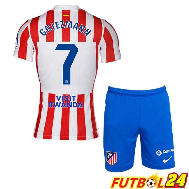 Camisetas De Futbol Atletico Madrid (GRIEZMANN 7) Ninos Primera Rojo 2025/2026
