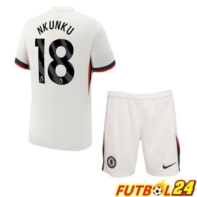 Camisetas De Futbol FC Chelsea (Nkunku 18) Ninos Segunda Blanco 2025/2026