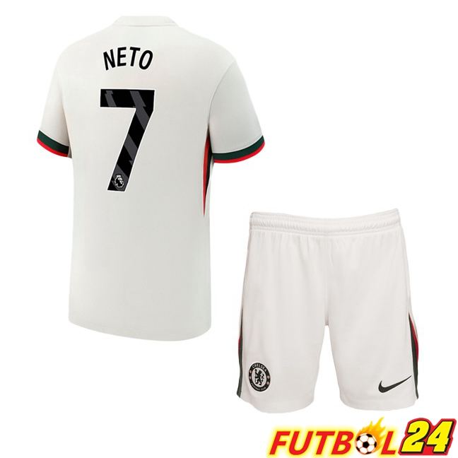 Camisetas De Futbol FC Chelsea (Neto 7) Ninos Segunda Blanco 2025/2026