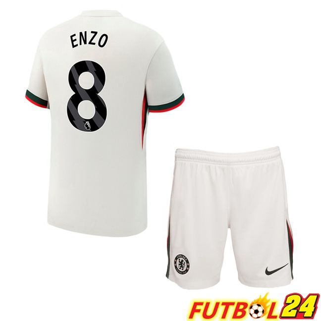 Camisetas De Futbol FC Chelsea (Enzo 8) Ninos Segunda Blanco 2025/2026