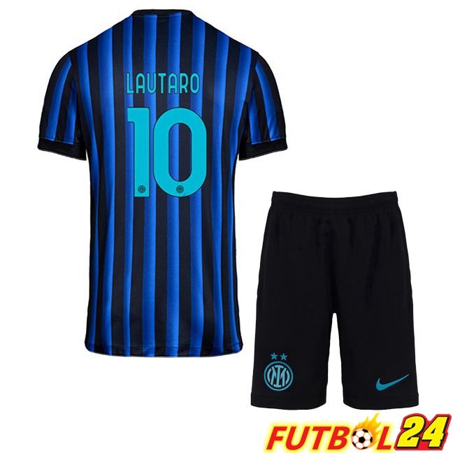 Camisetas De Futbol Inter Milan (LAUTARO 10) Ninos Primera Azul Negro 2025/2026