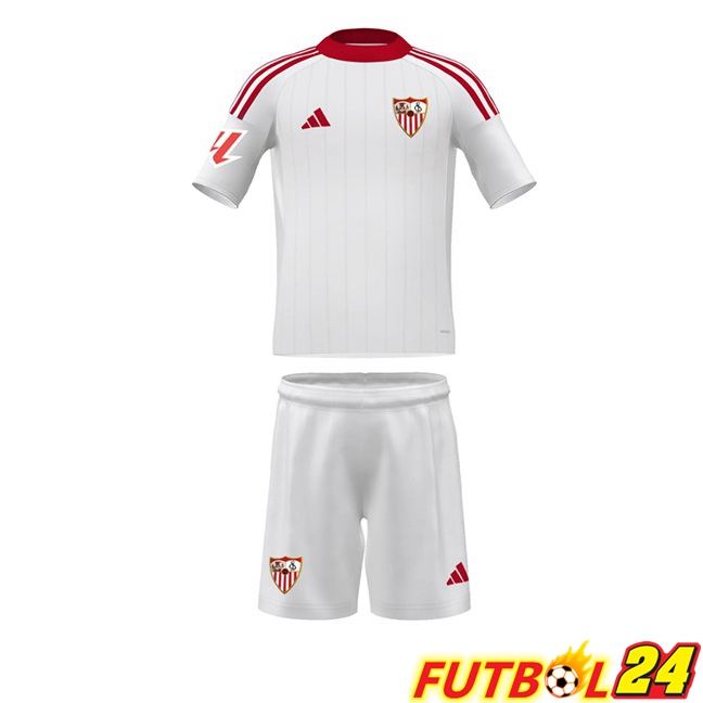 Camisetas De Futbol Sevilla FC Ninos Primera Blanco 2025/2026