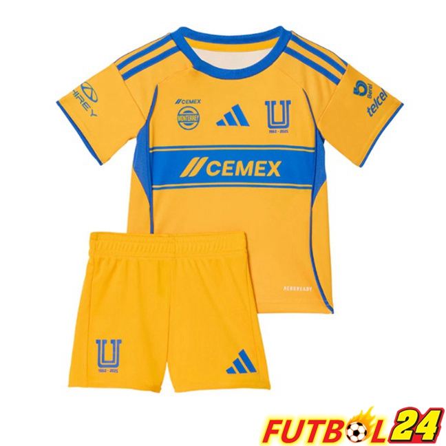 Camisetas De Futbol Tigres UANL Ninos Primera Amarillo 2025/2026