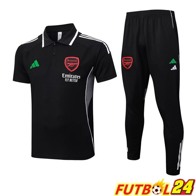Camiseta Polo Arsenal + Pantalones Negro 2025/2026