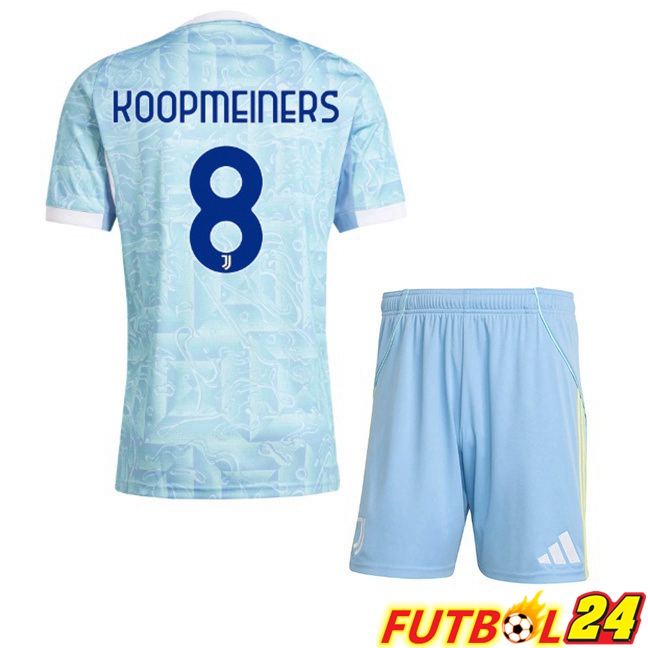Camisetas De Futbol Juventus (KOOPMEINERS 8) Ninos Segunda Azul Blanco 2025/2026