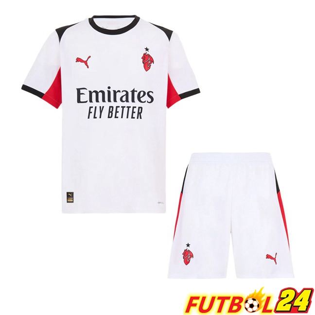 Camisetas De Futbol AC Milan Ninos Segunda Blanco 2025/2026