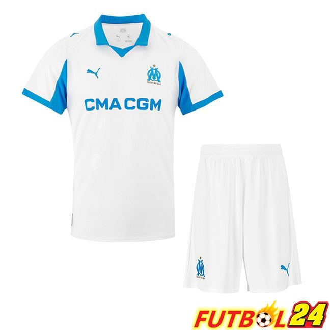 Camisetas De Futbol Marsella OM Ninos Primera Blanco 2025/2026