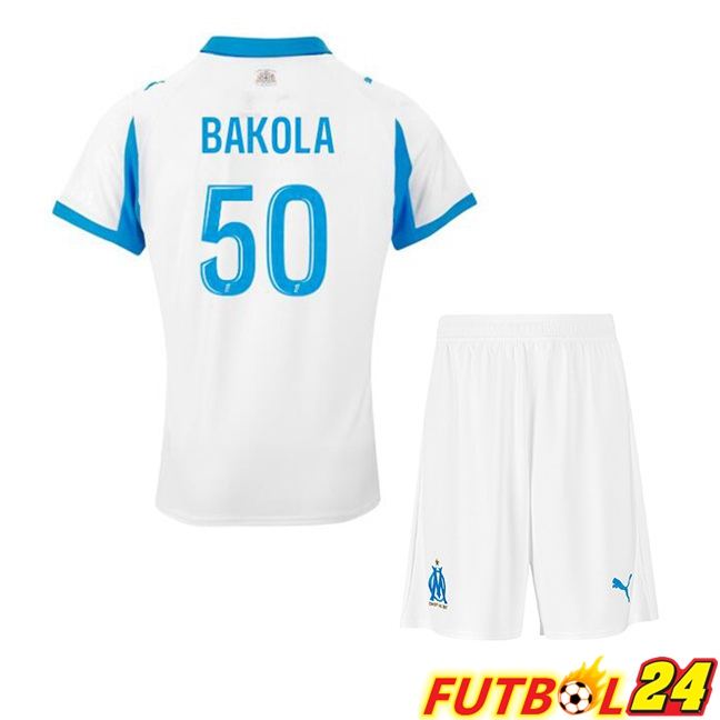 Camisetas De Futbol Marsella OM (BAKOLA 50) Ninos Primera Blanco 2025/2026