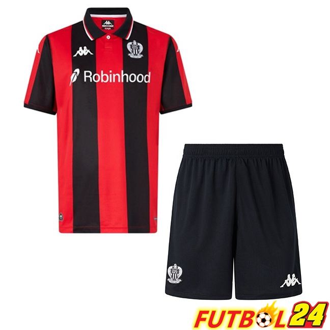 Camisetas De Futbol OGC Nice Ninos Primera Rojo Negro 2025/2026