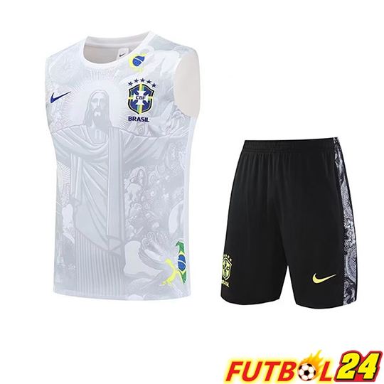 Chalecos De Futbol Brasil Ninos Blanco Gris 2025 2026