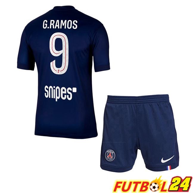 Camisetas De Futbol Paris PSG (G. Ramos 9) Ninos Primera Azul Real 2025/2026