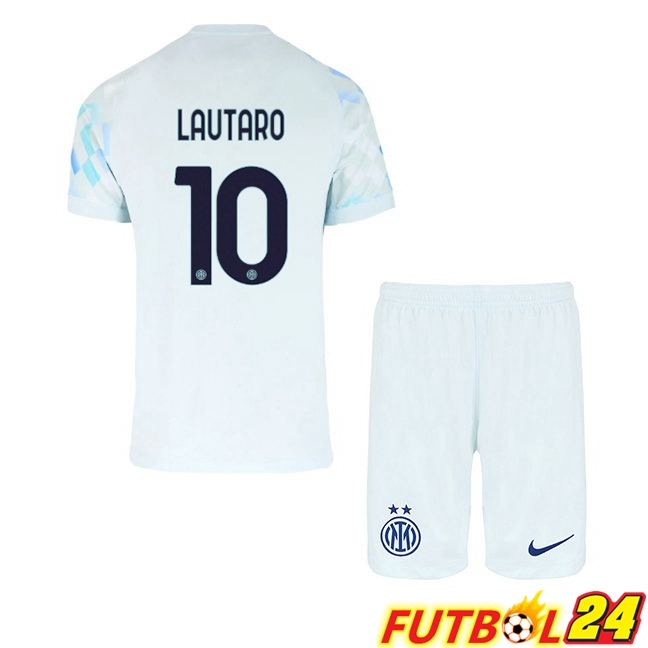 Camisetas De Futbol Inter Milan (LAUTARO 10) Ninos Segunda Blanco Azul 2025/2026