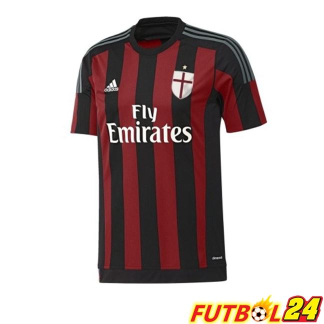Camisetas De Futbol AC Milan Retro Primera Rojo Negro 2015-2016