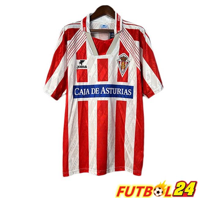 Camisetas De Futbol Sporting Gijon Retro Primera Blanco Rojo 1994-1995