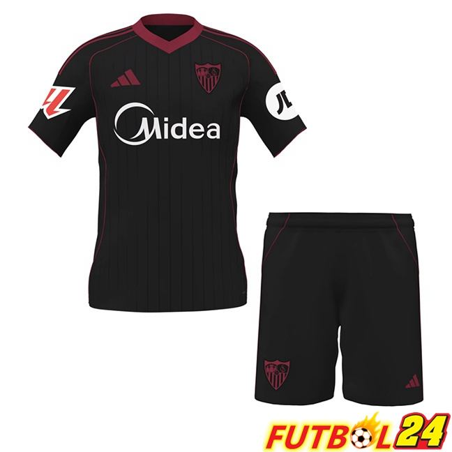 Camisetas De Futbol Sevilla FC Ninos Tercera Negro 2025/2026