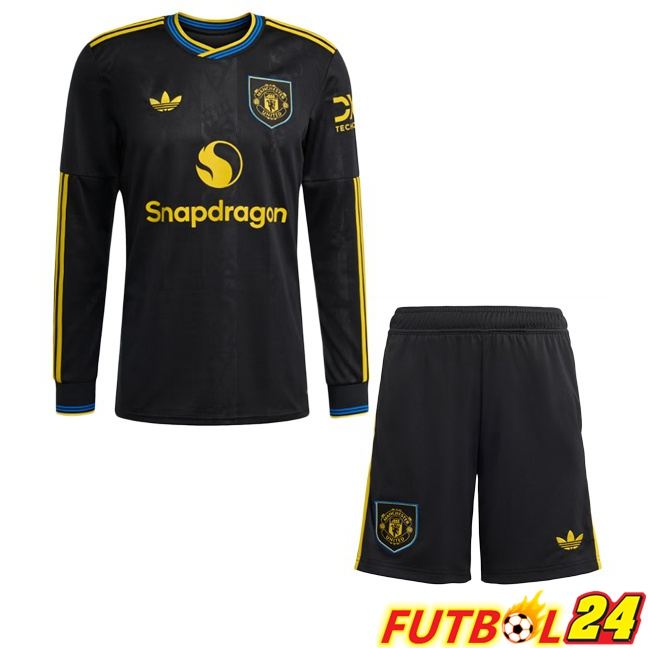 Camisetas De Futbol Manchester United Ninos Tercera Manga Larga Negro 2025/2026