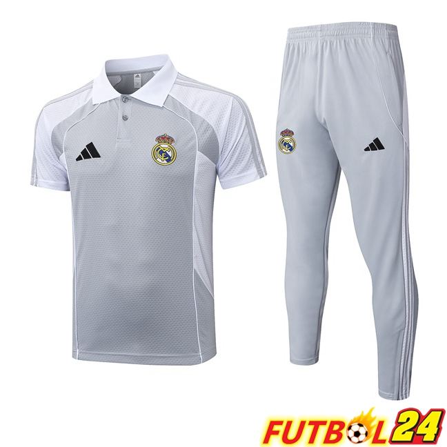 Camiseta Polo Real Madrid + Pantalones Blanco Gris 2025/2026