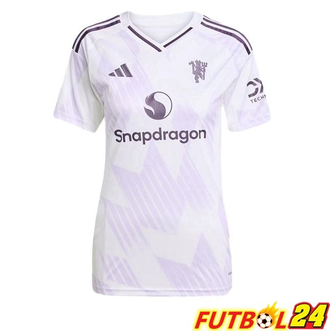 Camisetas De Futbol Manchester United Mujer Segunda Blanco 2025/2026