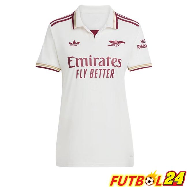 Camisetas De Futbol Arsenal Mujer Tercera Blanco 2025/2026