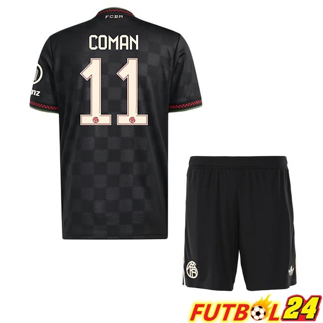 Camisetas De Futbol Bayern Munich (Coman 11) Ninos Tercera Negro 2025/2026