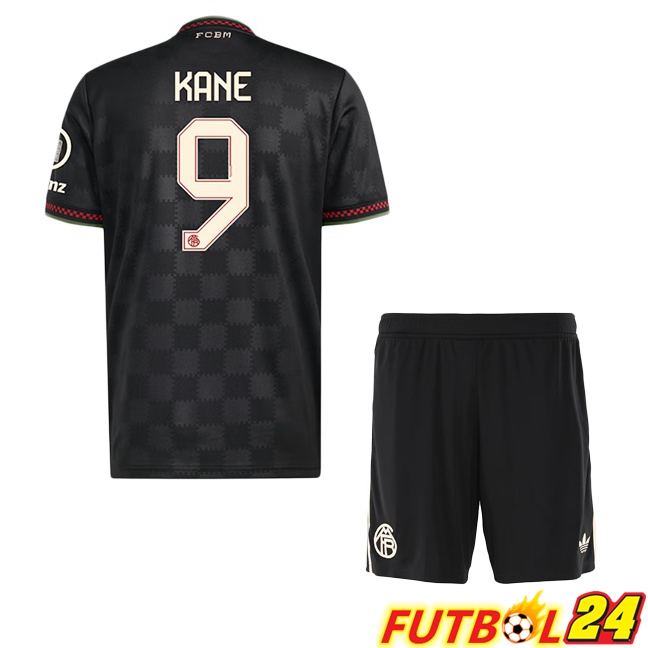Camisetas De Futbol Bayern Munich (Kane 9) Ninos Tercera Negro 2025/2026