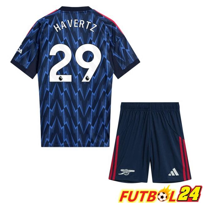 Camisetas De Futbol Arsenal (HAVERTZ 29) Ninos Segunda Azul Real 2025/2026