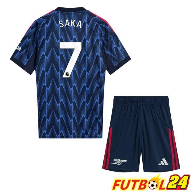 Camisetas De Futbol Arsenal (SAKA 7) Ninos Segunda Azul Real 2025/2026