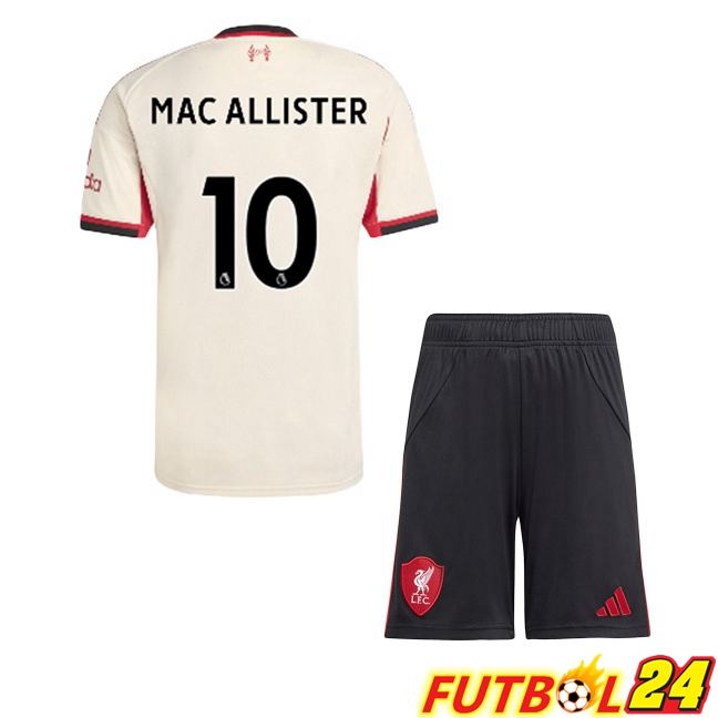 Camisetas De Futbol FC Liverpool (MAC ALLISTER 10) Ninos Segunda Amarillo 2025/2026