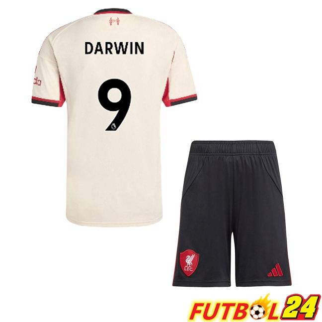 Camisetas De Futbol FC Liverpool (DARWIN 9) Ninos Segunda Amarillo 2025/2026