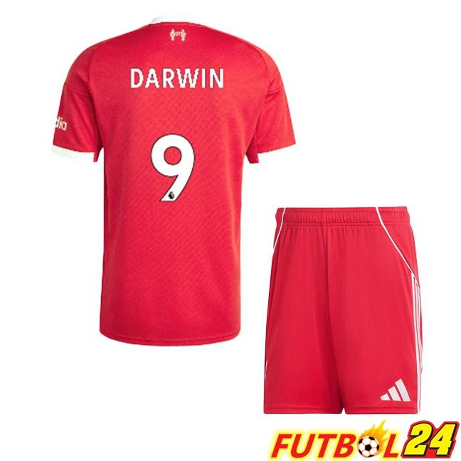 Camisetas De Futbol FC Liverpool (DARWIN 9) Ninos Primera Rojo 2025/2026
