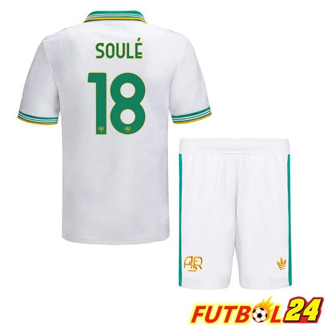 Camisetas De Futbol AS Roma (SOULÉ 18) Ninos Tercera Blanco 2025/2026