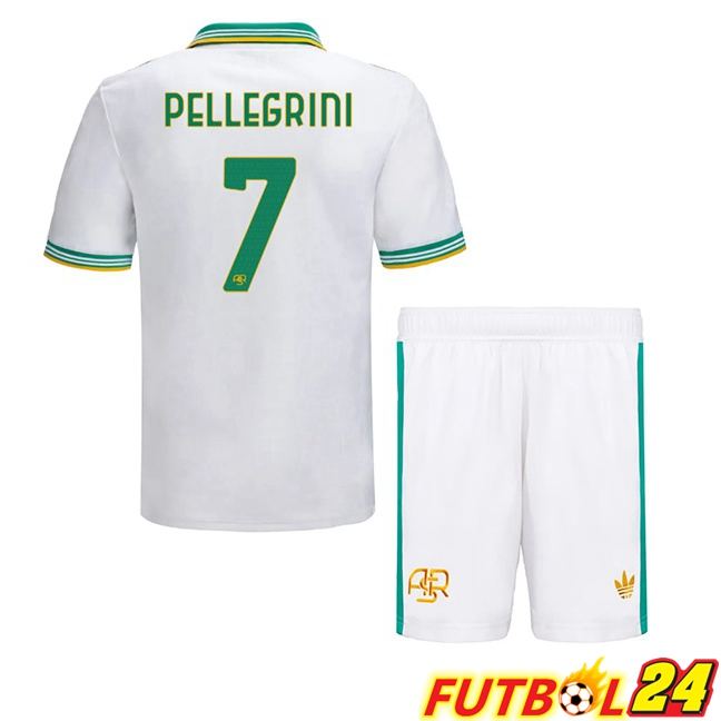 Camisetas De Futbol AS Roma (PELLEGRINI 7) Ninos Tercera Blanco 2025/2026