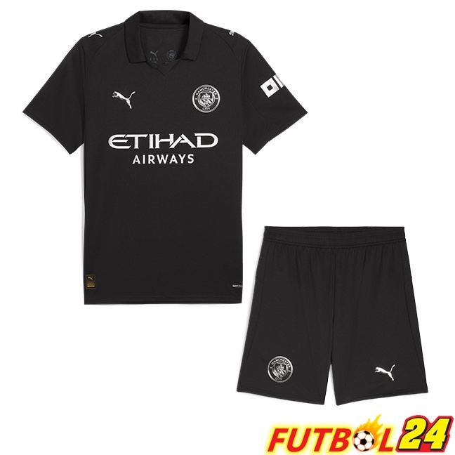 Camisetas De Futbol Manchester City Ninos Segunda Negro 2025/2026