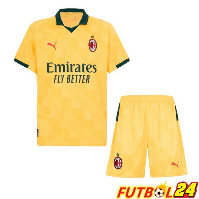 Camisetas De Futbol AC Milan Ninos Tercera Amarillo 2025/2026