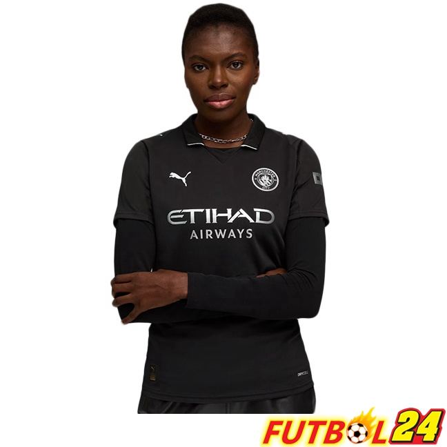 Camisetas De Futbol Manchester City Mujer Segunda Negro 2025/2026