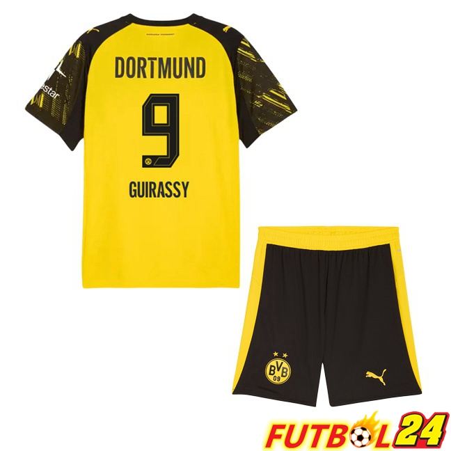 Camisetas De Futbol Dortmund BVB (Guirassy 9) Ninos Primera Amarillo 2025/2026