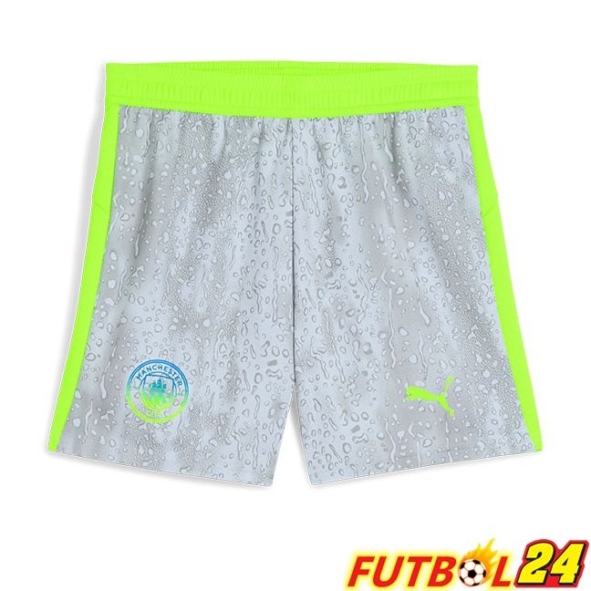 Cortos de Futbol Manchester City Tercera Gris Verde 2025/2026