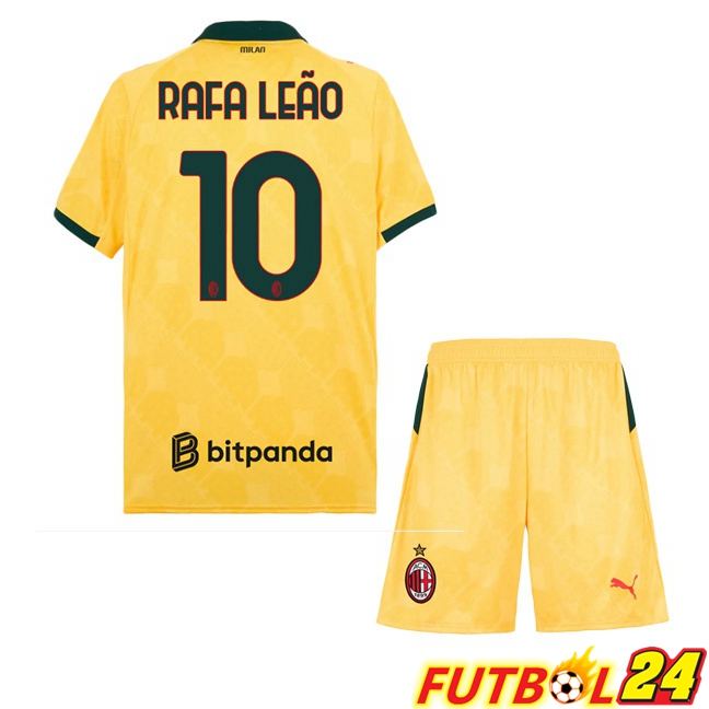 Camisetas De Futbol AC Milan (Rafa Leão 10) Ninos Tercera Amarillo 2025/2026