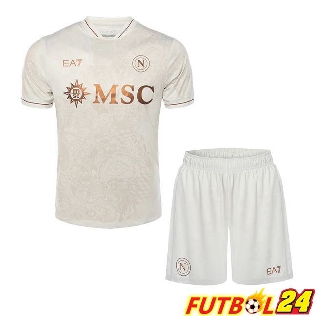 Camisetas De Futbol SSC Napoli Ninos Segunda Blanco 2025/2026