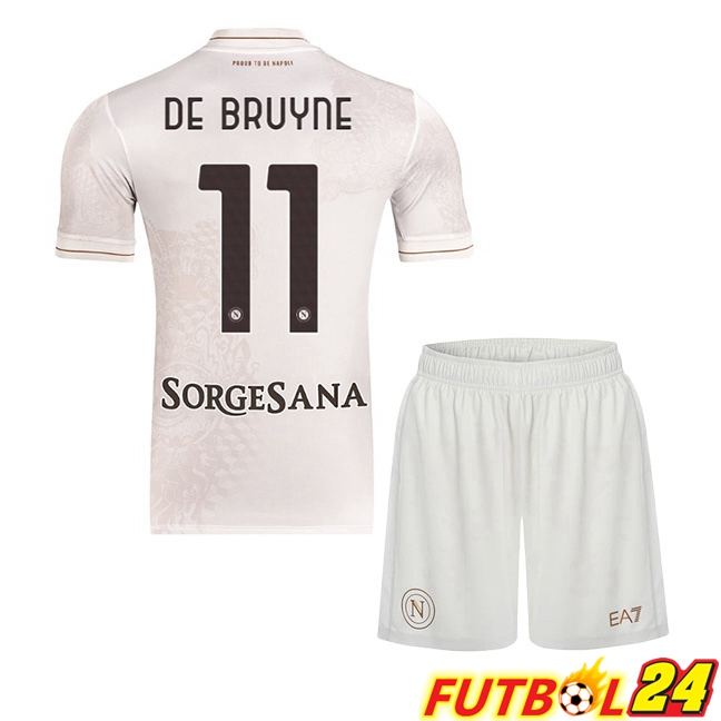 Camisetas De Futbol SSC Napoli (Kevin De Bruyne 11) Ninos Segunda Blanco 2025/2026
