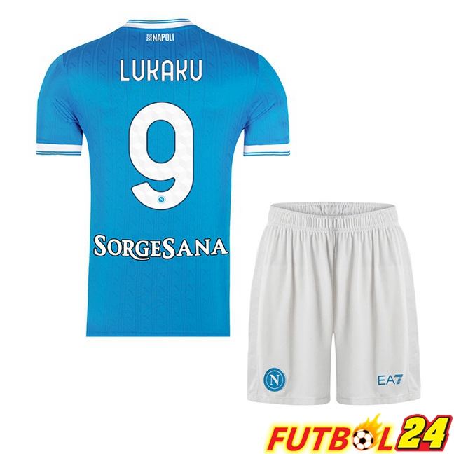 Camisetas De Futbol SSC Napoli (Romelu Lukaku 9) Ninos Primera Azul 2025/2026