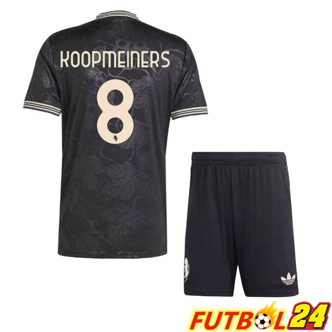 Camisetas De Futbol Juventus (KOOPMEINERS 8) Ninos Tercera Negro 2025/2026